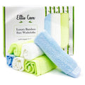 Ellie Cove Luxury Facial Washcloths, Made from 100 Percent Rayon Bamboo, Makeup Remover, Reusable Absorbent, Gentle for Delicate Sensitive Skin, Set of 6, 10"X10" (White-Green-Blue)