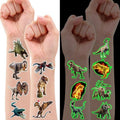 96PCS Dinosaur 3D Pre-Cut Temporary Tattoos - Stickers for Birthday Party Supplies, Decorations, and Favors - Super Cute Gifts for Kids, Boys & Girls, Classroom Prizes, and Themed (Glow in the dark)