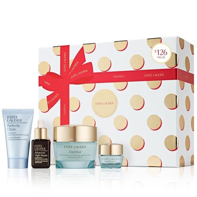 Estée Lauder DayWear Moisturizer Holiday Gift Set - Hydrating Skincare Routine | Full-Size Moisturizer 1.7 Oz + Cleanser 1 Oz + Eye Cream 0.17 Oz + Face Serum 0.5 Oz
