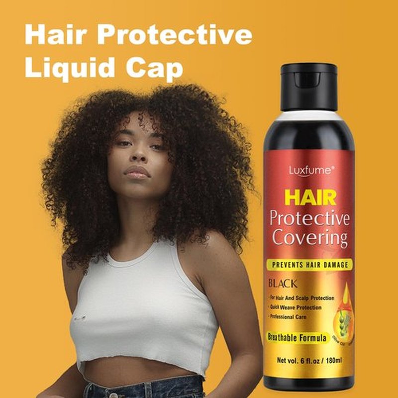 Luxfume Quick Weave Protective Shield, Weave Glue for Quick Dry, Hair Protective Liquid Cap for Hair and Scalp Protection, Easy to Apply and Comfortable (6.oz,Black)