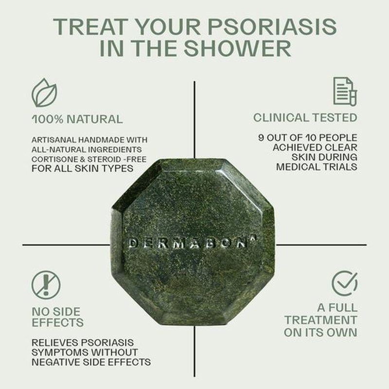 Dermabon Psoriasis, Dermatitis & Dandruff Control soap bar with 2% Coal Tar as its Active Ingredient - 1 Pack