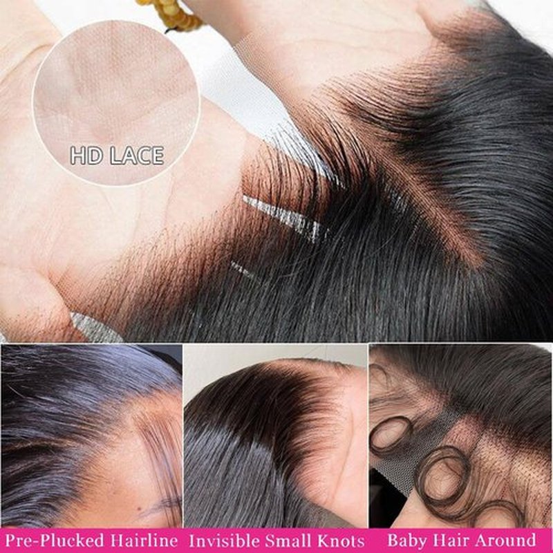 BOXIUBUT 200% Density 13x6 HD Lace Front Natural Black Body Wave Wigs 100% Human hair Pre Plucked Brazilian Full Frontal Wigs 13x6 Human Hair with Baby Hair Natural Hairline