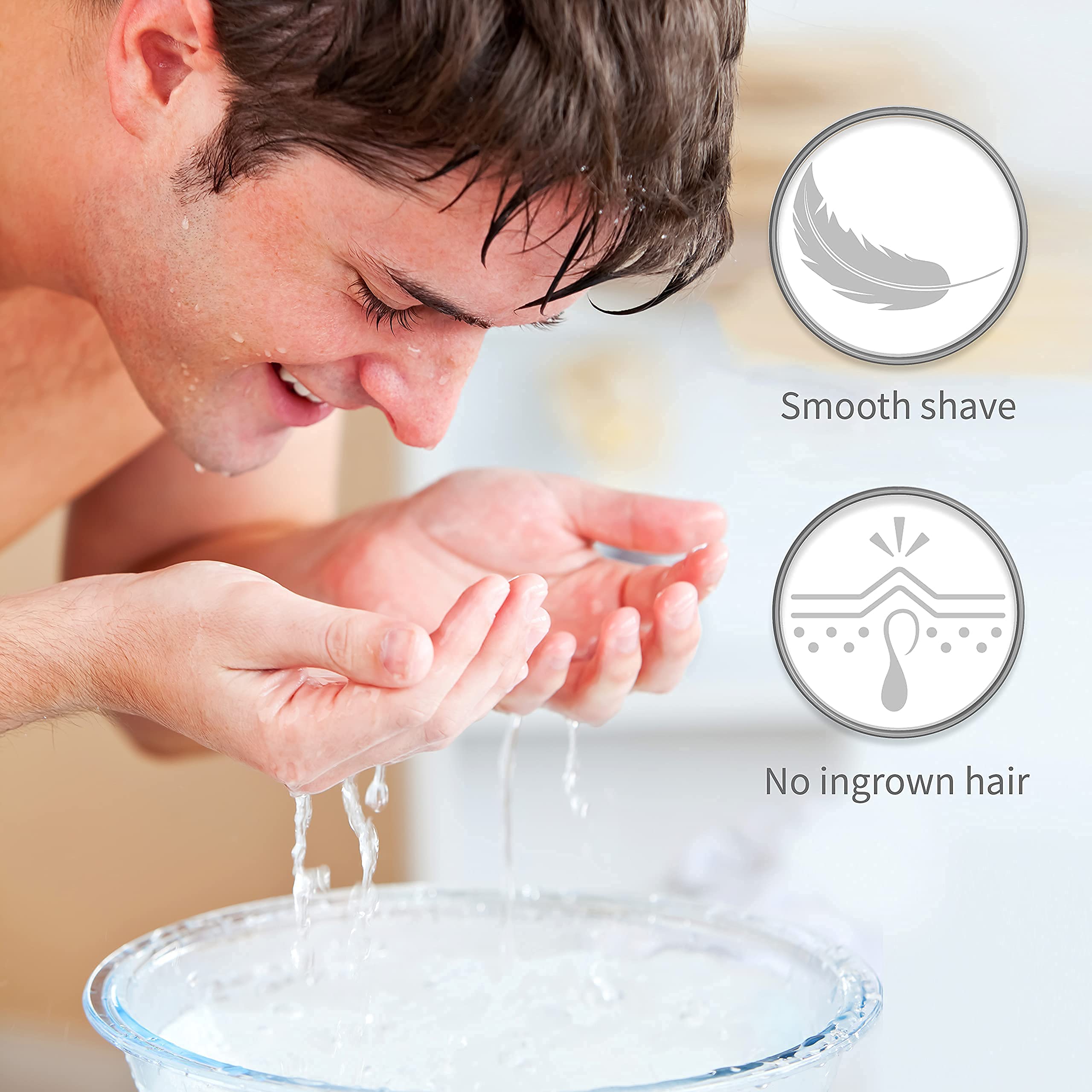 Bambaw - Shaving Brush Vegan | Silver | Ingrown Hair and Razor Bumps Treatment| Durable Shaving Brush Metal Handle| Shaving Brushes for Men and Women | Waste Free Synthetic Hair Brush