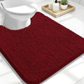 OLANLY U-Shaped Toilet Rugs - Extra Soft Chenille, Quick-Dry, Non-Slip Bath Mat | 24x20 Inches, Red