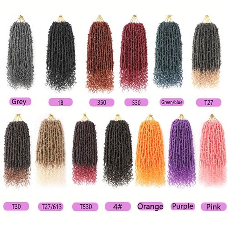 Short Butterfly Locs Goddess Locs Crochet Hair With Curly Ends Distressed Faux Locs Synthetic Soft Locs Crochet Hair For Black Women Hair Extensions (14 Inch, 6packs,1B)