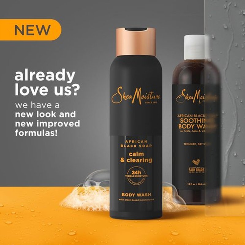 SheaMoisture African Black Soap Body Wash - Calm & Clear Formula for 24-Hour Hydration | 18 Oz