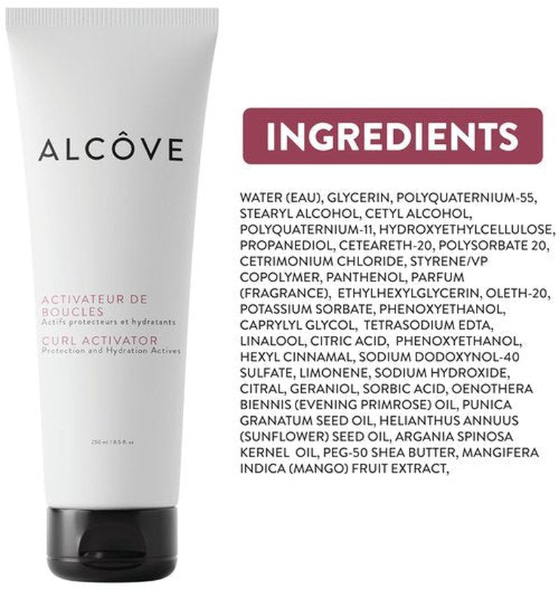 Alcôve - Curl Activator for Curly Hair - Argan Oil, Pomegranate Seed & Mango Extract - Defining Cream for Wavy Hair - Anti Frizz - Moisturizing - Effective in High Humidity - 250ml