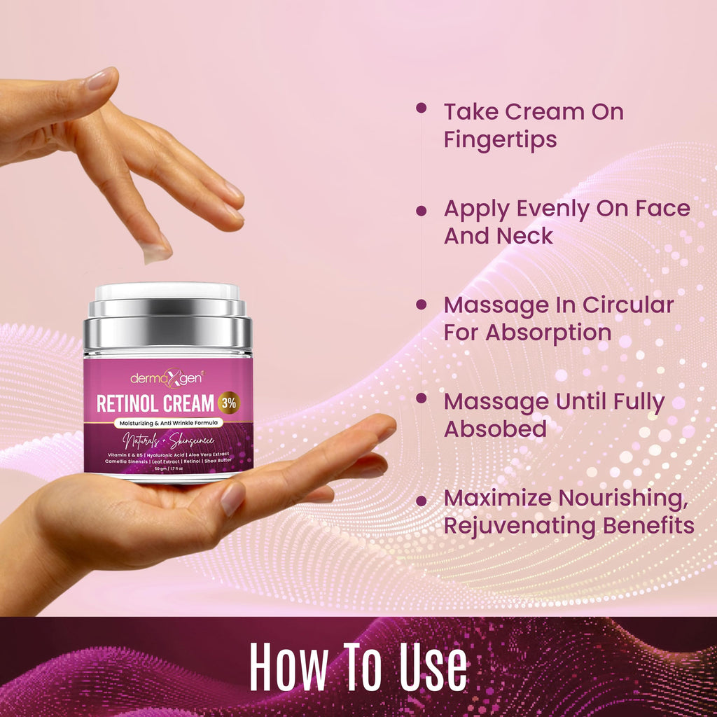Dermaxgen Retinol Cream – 3% (Percent) Retinol Cream for Face with Hyaluronic Acid – Anti-Aging Face Cream for Fine Lines and Wrinkles – Hydrating Face Moisturizer with Shea Butter, Aloe Vera