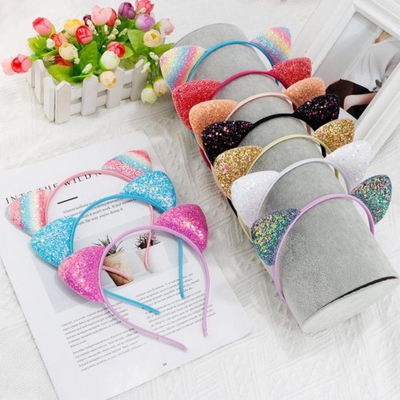 COCIDE 10Pcs Cat Ears Headbands Glitter Taylor Party Decorations Headbands for Womens Gabby Party Favors Kitty Birthday Supplies for Women Hair Accessories Hair Hoops Costume