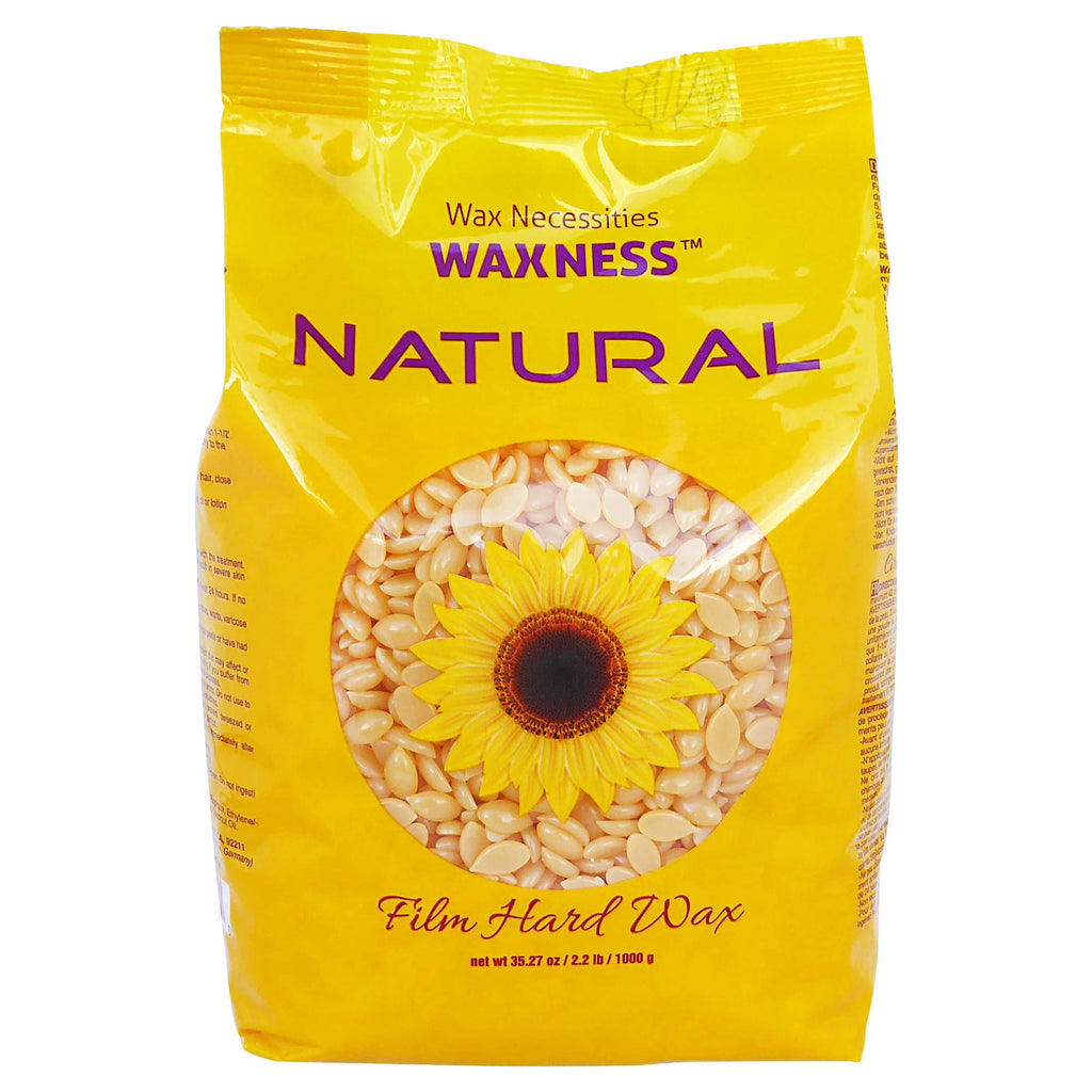 Waxness Natural Stripless Wax Kit with Heater, 2.2 lb (1 kg) Cream Hard Wax Beads – Professional Waxing Kit for Sensitive Skin, Face, Bikini & Body – Made in Italy