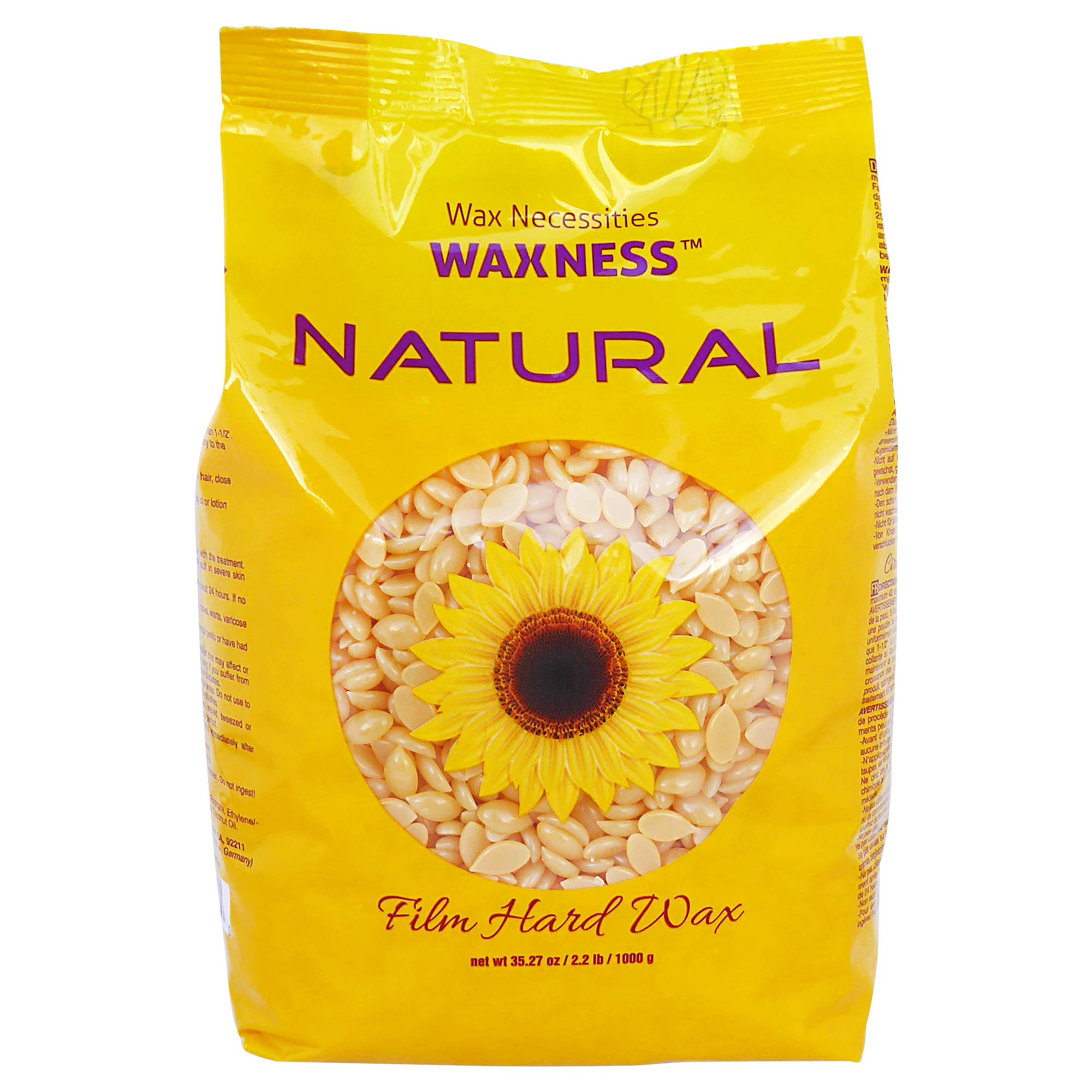 Waxness Natural Stripless Wax Kit with Heater, 2.2 lb (1 kg) Cream Hard Wax Beads – Professional Waxing Kit for Sensitive Skin, Face, Bikini & Body – Made in Italy