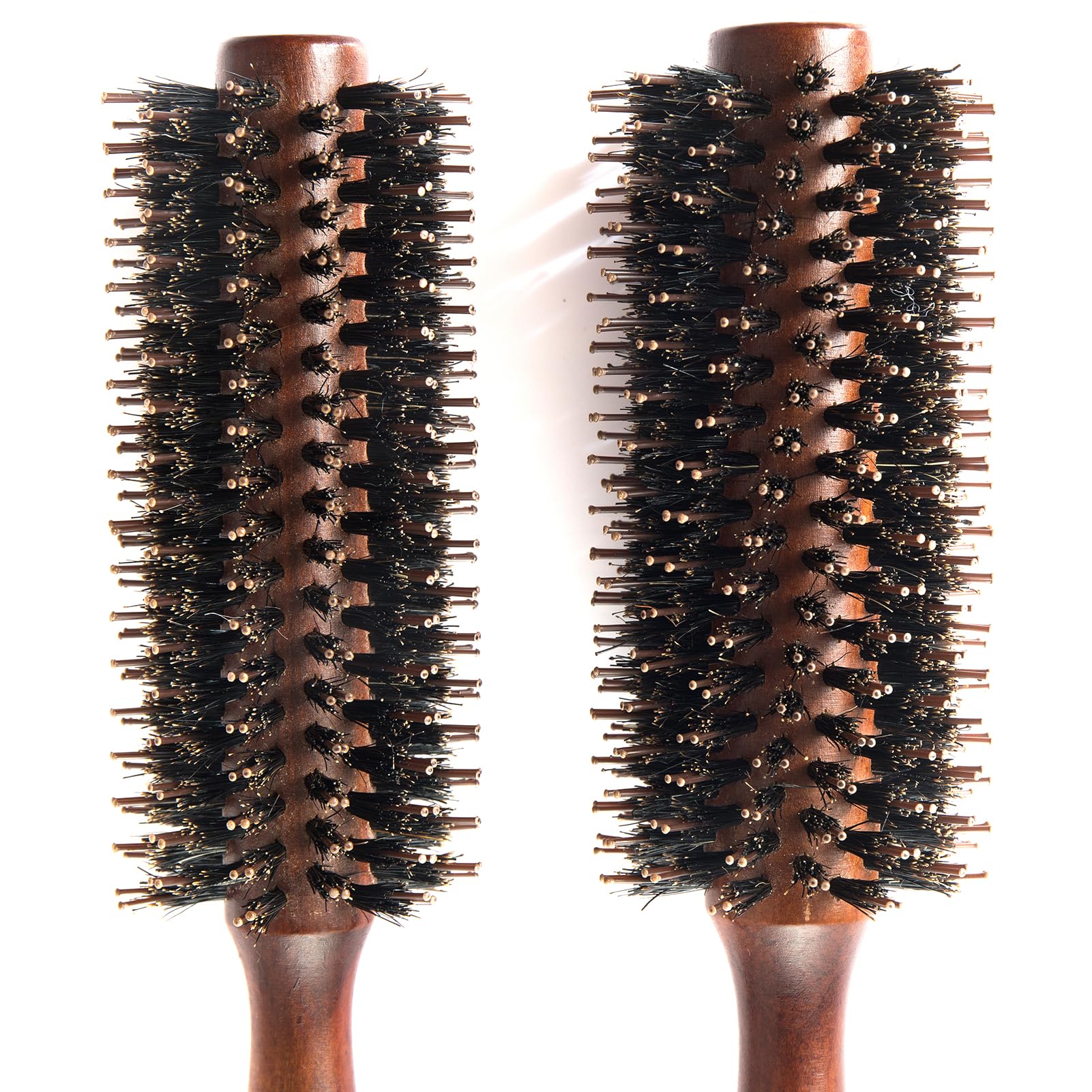 Boar Bristle Round Hair Brush Set with Nylon Pin For Style Curl 2Pack