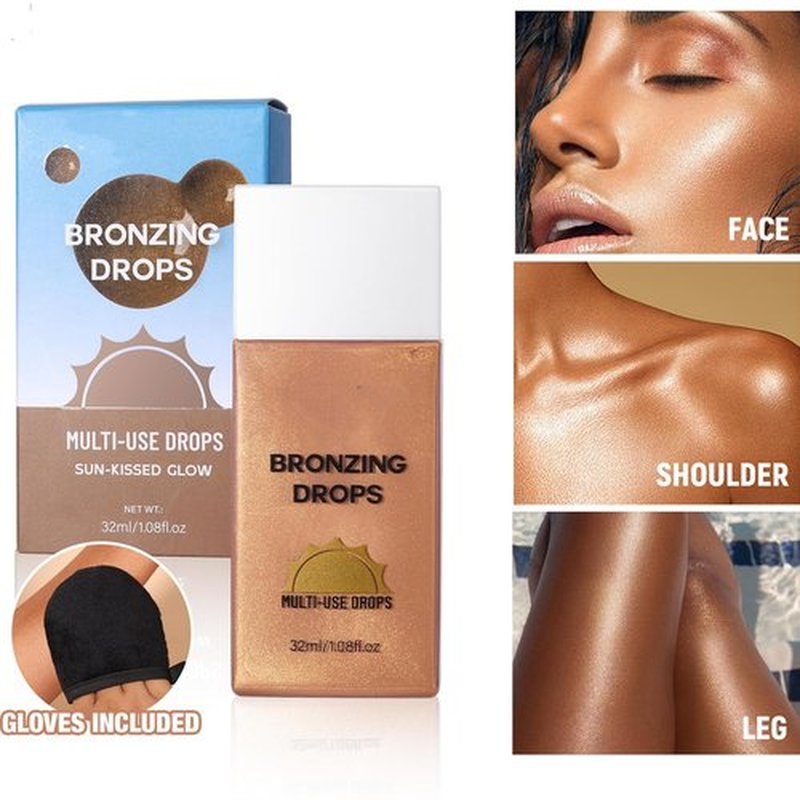 MAEPEOR Bronzing Drops - Sunny Glow Liquid Bronzer for Face & Cheeks | No Transfer Formula (Color 02)