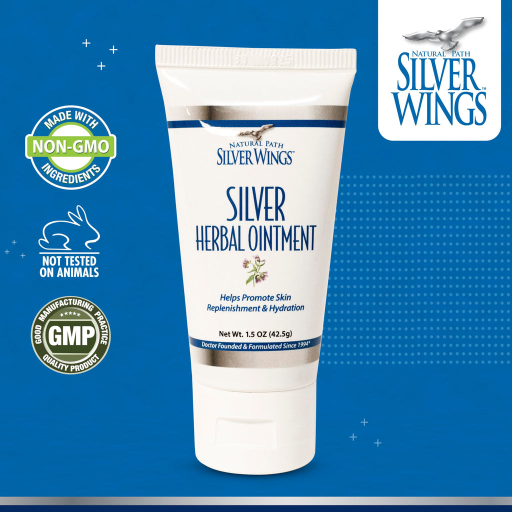 Natural Path Silver Wings 250ppm Silver Herbal Ointment - Nourishing and Moisturizing Skin Care 1.50oz