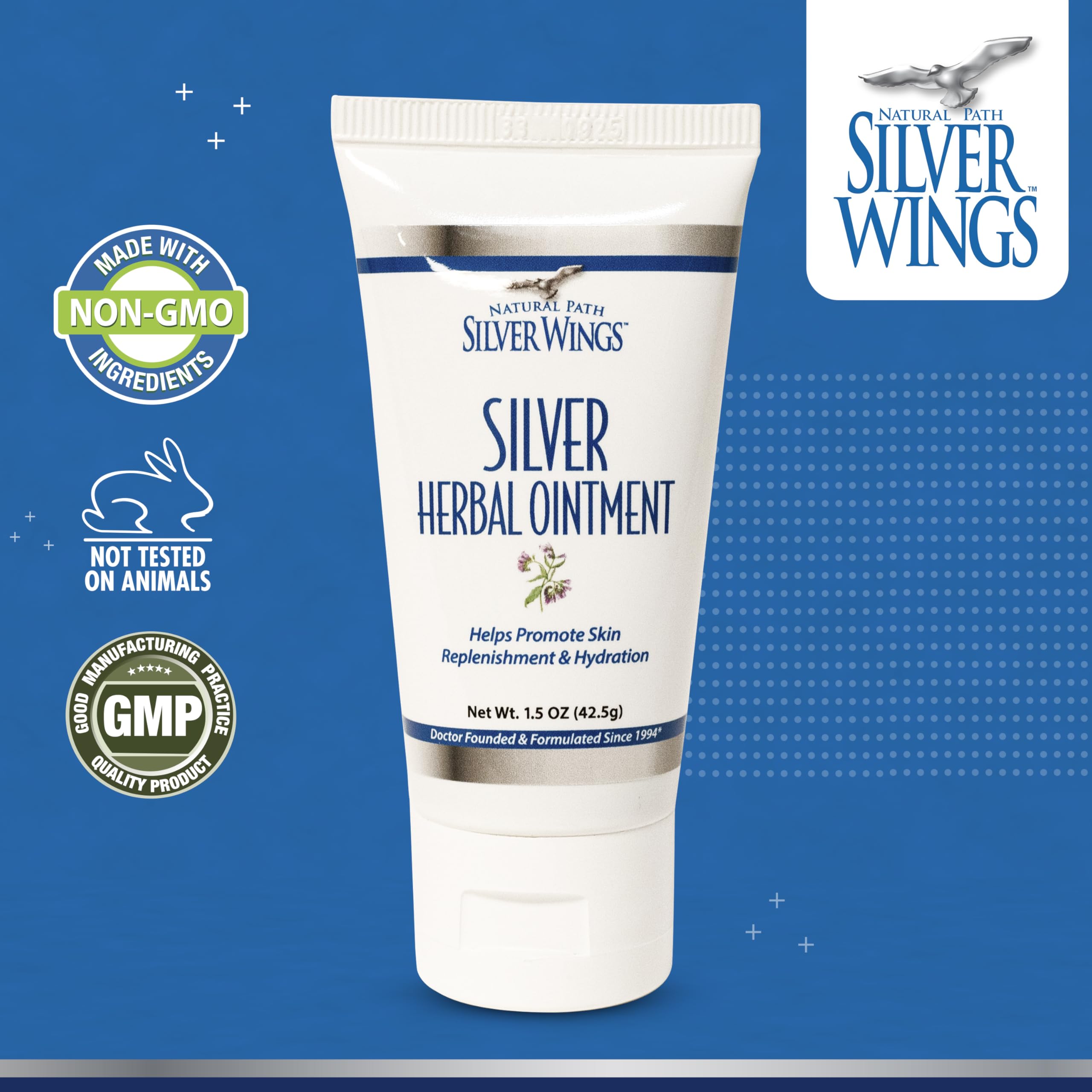 Natural Path Silver Wings 250ppm Silver Herbal Ointment - Nourishing and Moisturizing Skin Care 1.50oz