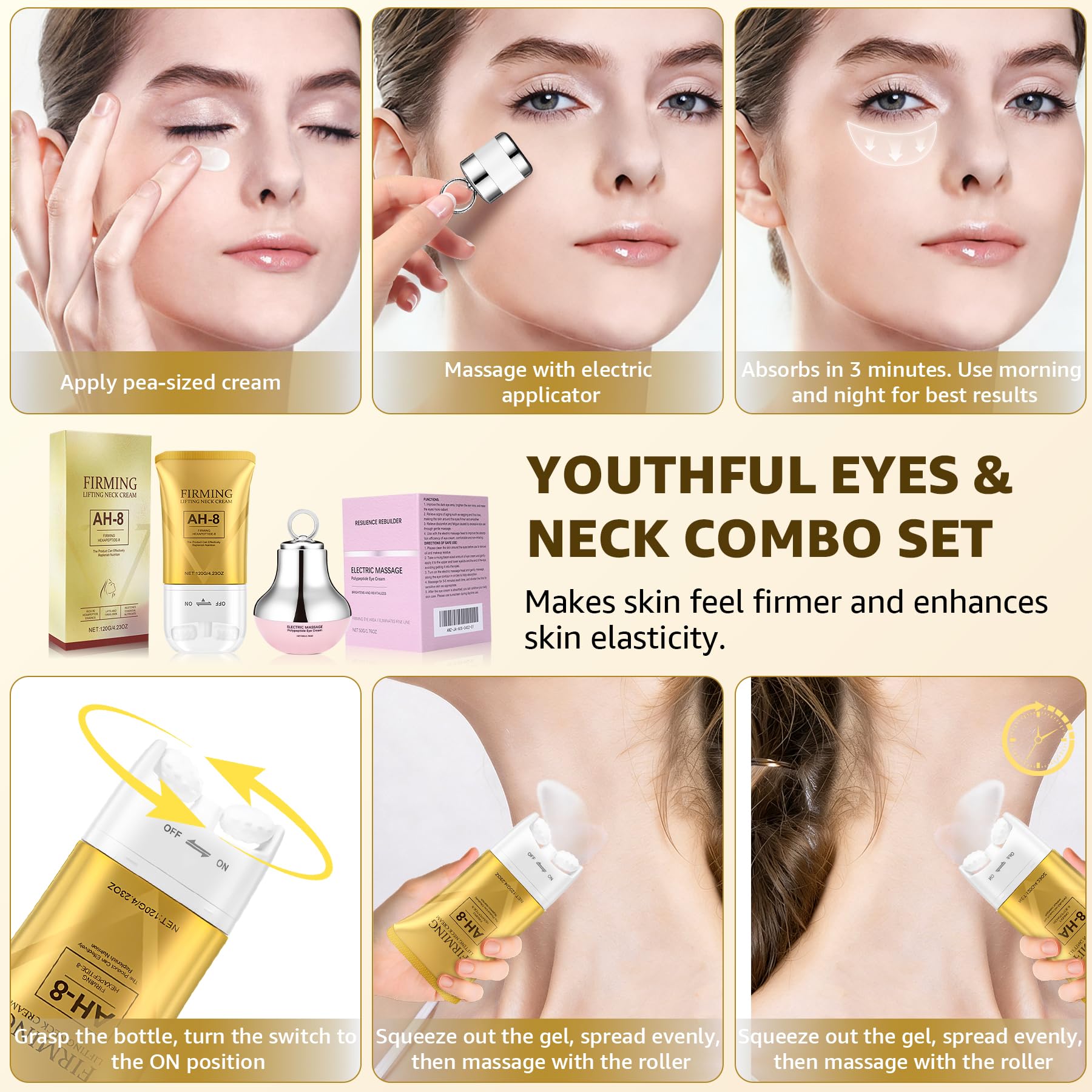 Botanikind AH-8 Neck-Eye Care Tightening & Revitalizing Set -Smooth of Fine Lines, Eye & Neck Treatment, Skin Moisturizer, Deep Moisturizing Skincare All Skin Types