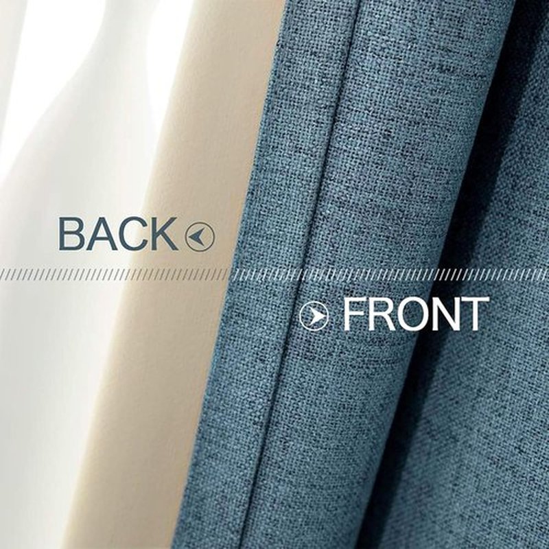 MIULEE Blackout Curtains - 100% Thermal Insulated Linen Texture Drapes | Dusty Blue, 52x63 Inch (2 Panels)