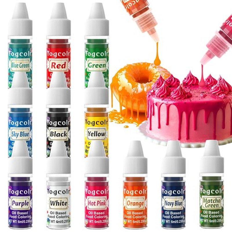 Oil Based Food Coloring - 12 Color Flavorless Set for Cake Decorating & Candy Melts - 0.25 Fl. Oz