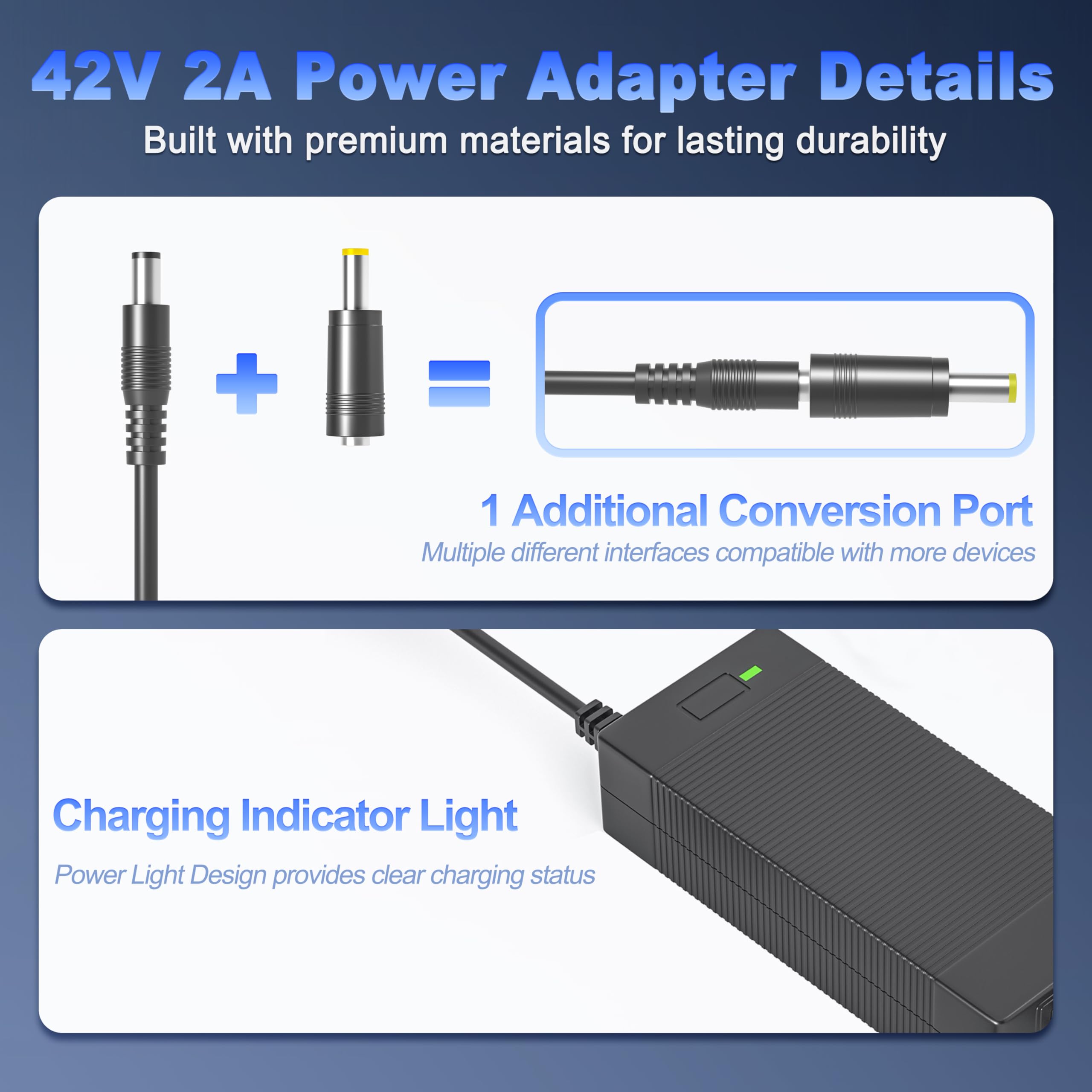 42V 2A Scooter Charger Compatible with Gotrax GXL V2, G2, G3, G4, Apex, Eclipse, Rival, XR Elite, Tour XP Electric Power Supply Compatible with Gotrax Alpha XL Charger