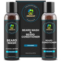 XIKEZAN Beard Wash & Beard Conditioner Natural Softener Set w/Argan & Jojoba Oils Smooths & Strengthens Christmas Stocking Stuffers Father Day Gifts for Men Him Dad Boyfriend Husband