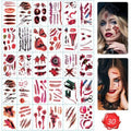 Halloween Scar Tattoos 30 Sheets Halloween scar tattoos Stickers with Fake Scab Blood,zombie tattoo,halloween scar makeup,halloween face stickers Zombie Fake Injury Wound for Halloween Costume