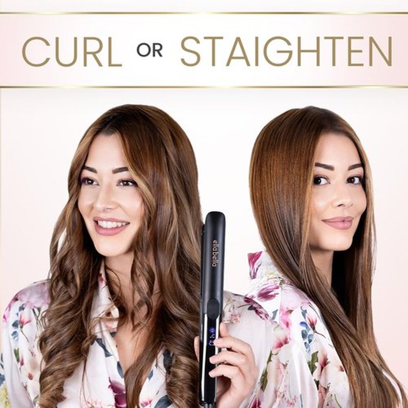 ELLA BELLA® Titanium Flat Iron Hair Straightener Slim (with Infrared) • Professional Straightening Iron • Digital Display to Accurately Control Temperature • As Featured in Good Housekeeping
