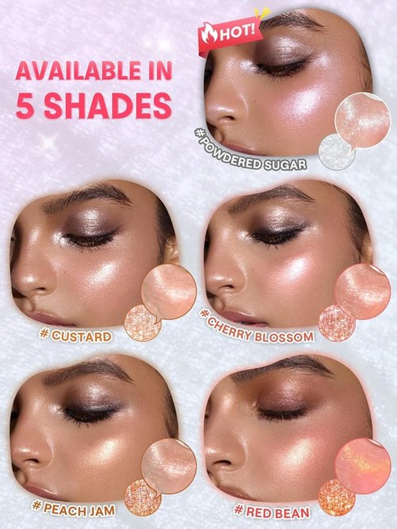 SheGlam Glowchi Bouncy Highlighter - Long-Lasting Shimmer Makeup in Red Bean Shade