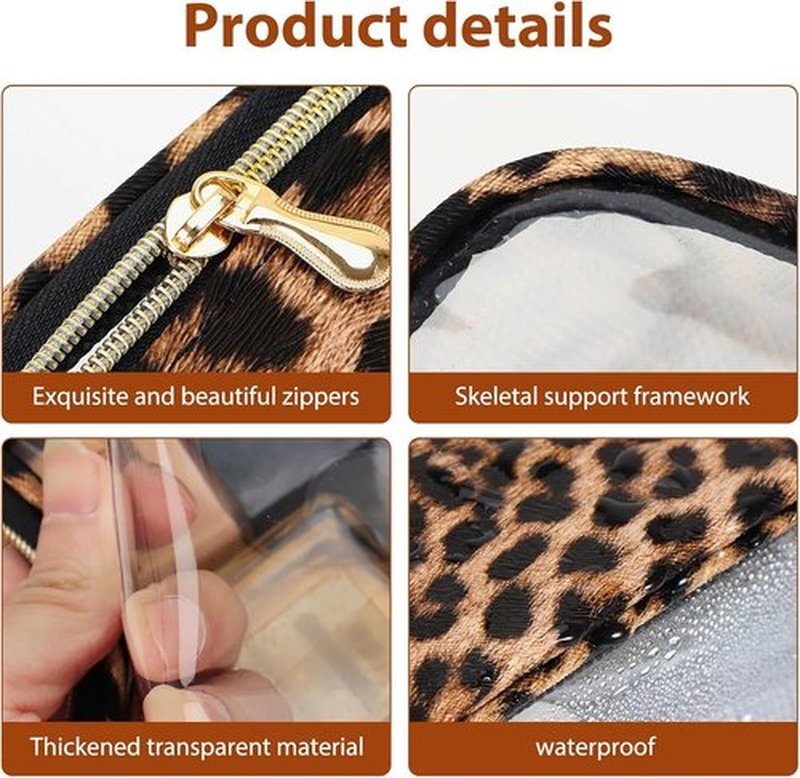Skiennix Clear Makeup Bags - TSA Approved Travel Toiletry Set | Waterproof 3-Pack (Large, Small & Mini)