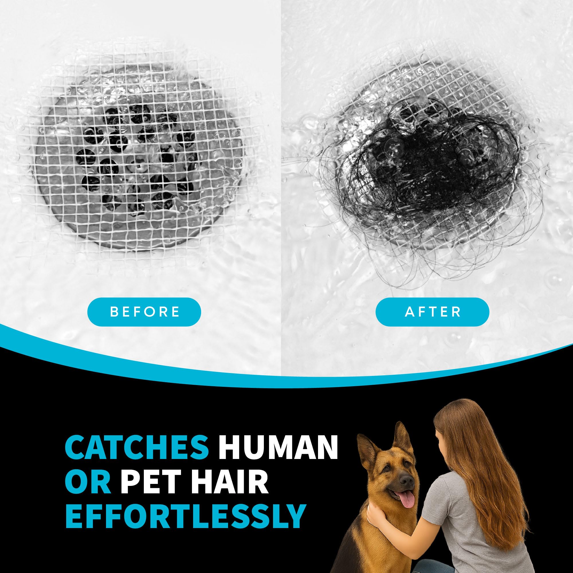 TubShroom Toss 26pk Disposable Drain Covers - Hair Catcher Mesh Sticker Strainers for Shower Bathtub and Bathroom Sink Drains to Prevent Clogged Drains, Half Year Supply