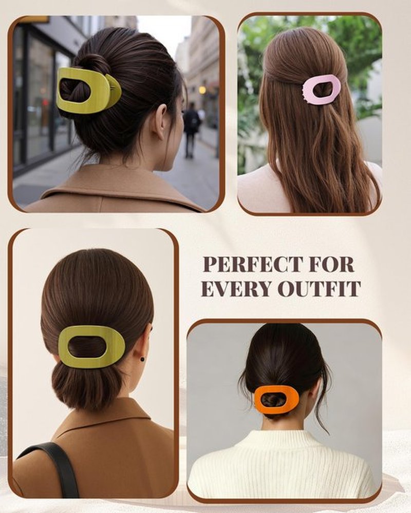 6 PCS Flat Hair Clips for Women - French Medium Flat Claw Clips for Thick Thin Hair, Strong Grip Non Slip Hair Claw Clips for Women Girls