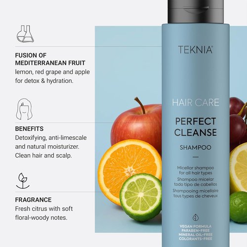 LAKMÉ Teknia Perfect Cleanse Shampoo - Deep Cleansing Clarifying Formula for Scalp & Hair