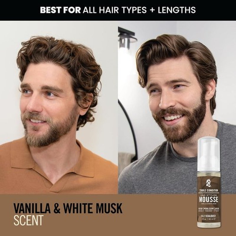 Billy Jealousy Hair Styling Mousse for Men - Light Hold, Frizz Control & Hydration | Travel Size, Vegan