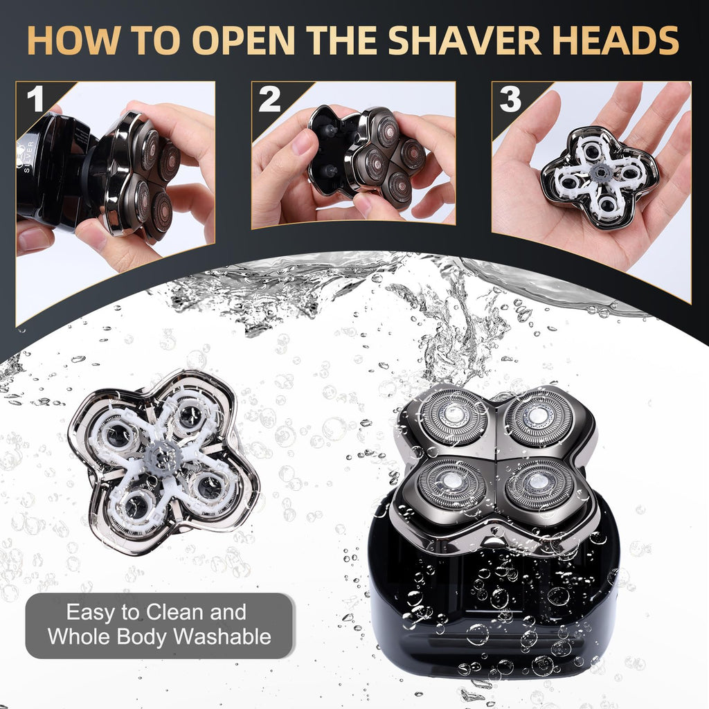2Pack Pro 4 Shaver Replacement Heads Compatible with Skull Pitbulls Gold PRO, Silver PRO, Platinum PRO, Head Shavers, Electric Shaver Half Head for Men/Women (2 PACK BORON)