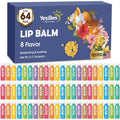 YesBes 64 Pack Lip Balm, Natural Lip Balm Bulk with Vitamin E and Coconut Oil, Moisturizing Lip Balms for Dry Cracked Lips, Lip Balms for Valentines Gifts Stocking Stuffers - 8 Flavors