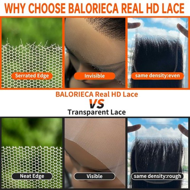 BALORIECA Real 4x4 HD lace closure Swiss Skinlike Front hd Lace 0.10mm hd lace with invisible knots,Body Wave raw human hair Nature black(20 Inch, Body Wave)