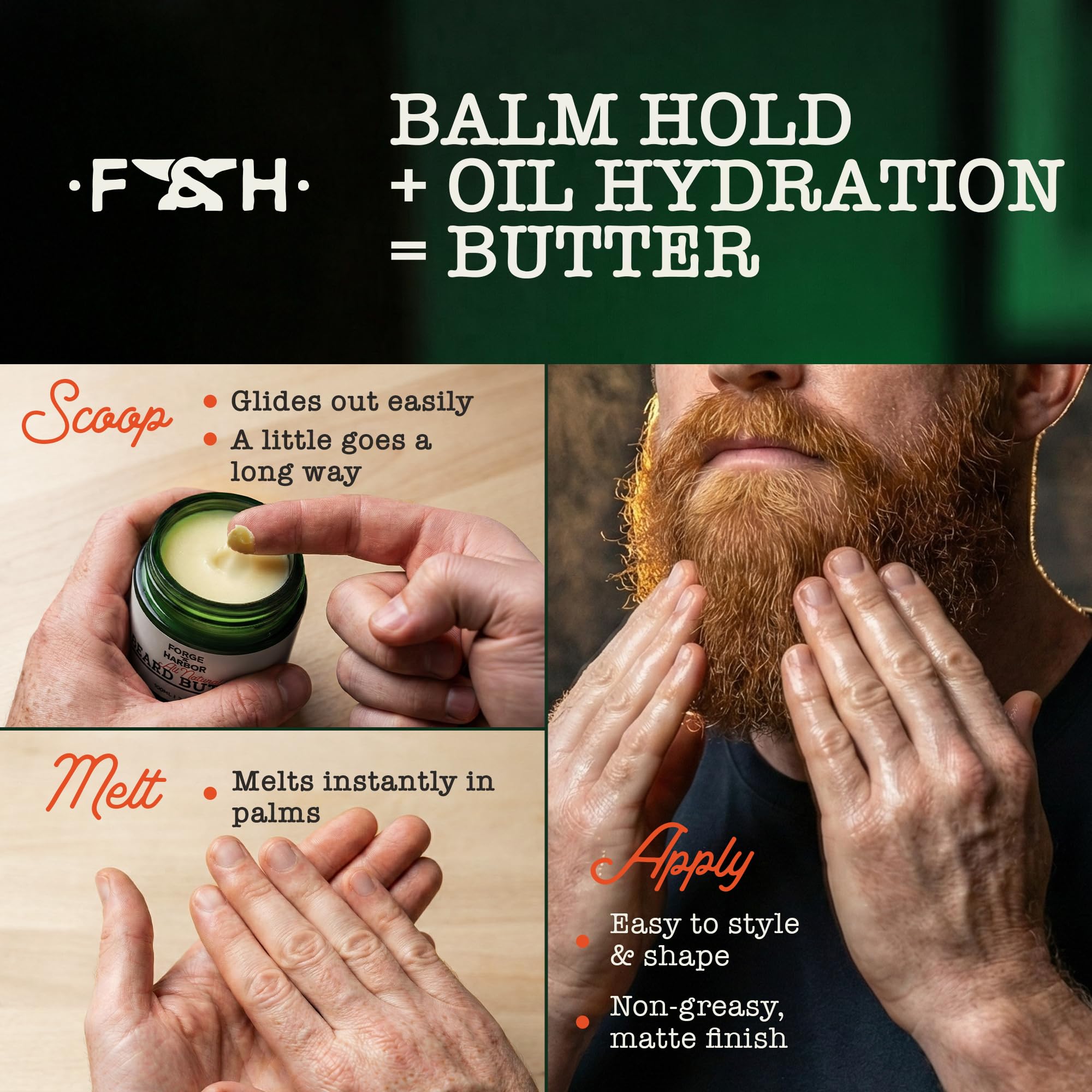 All Natural Beard Butter | Anti-flake, Anti-itch, Light Hold, Hydration & Growth Support | Beard Conditioner & Softener with Shea Butter, Beeswax, Rosehip, Castor & Argan Oils (3.4 Fl Oz (Pack of 1))