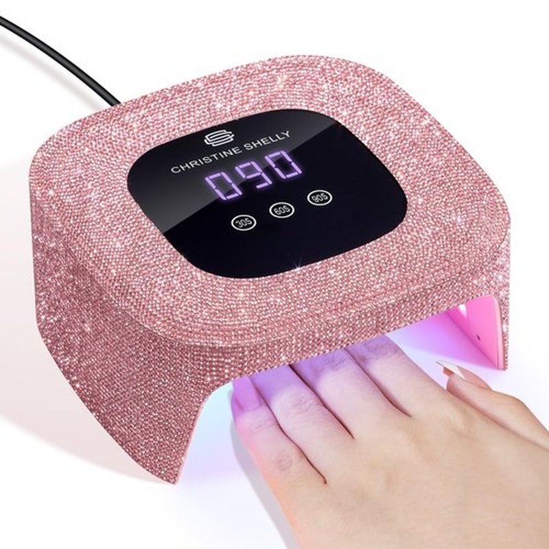 CHRISTINE SHELLY UV Nail Lamp, UV Light for Gel Nails, 48W Plug-in Mini Diamond Nail Lamp Nail Dryer with Touch Control Auto Sensor and 3 Timer Settings Nail Light Curing Lamp, Home (Pink Diamond)