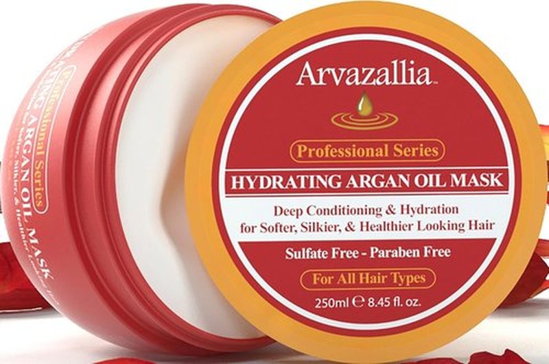 Arvazallia Hydrating Argan Oil Hair Mask - Deep Conditioner for Dry, Damaged Hair | 8.45 oz Jar