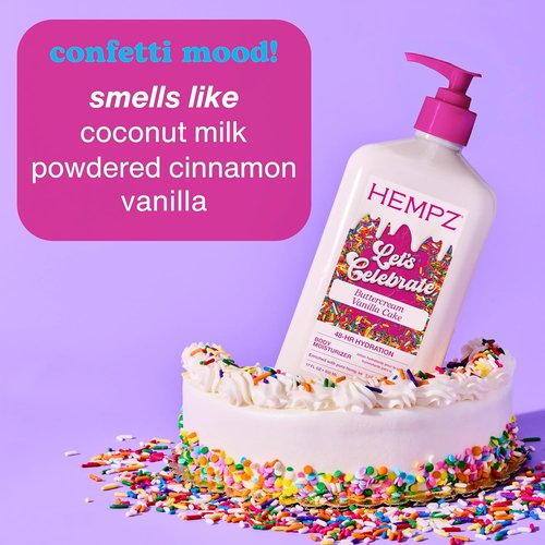 Hempz Body Lotion - Buttercream Vanilla Cake Celebration - Daily Moisturizing Cream with Shea Butter & Aloe - 17 Oz