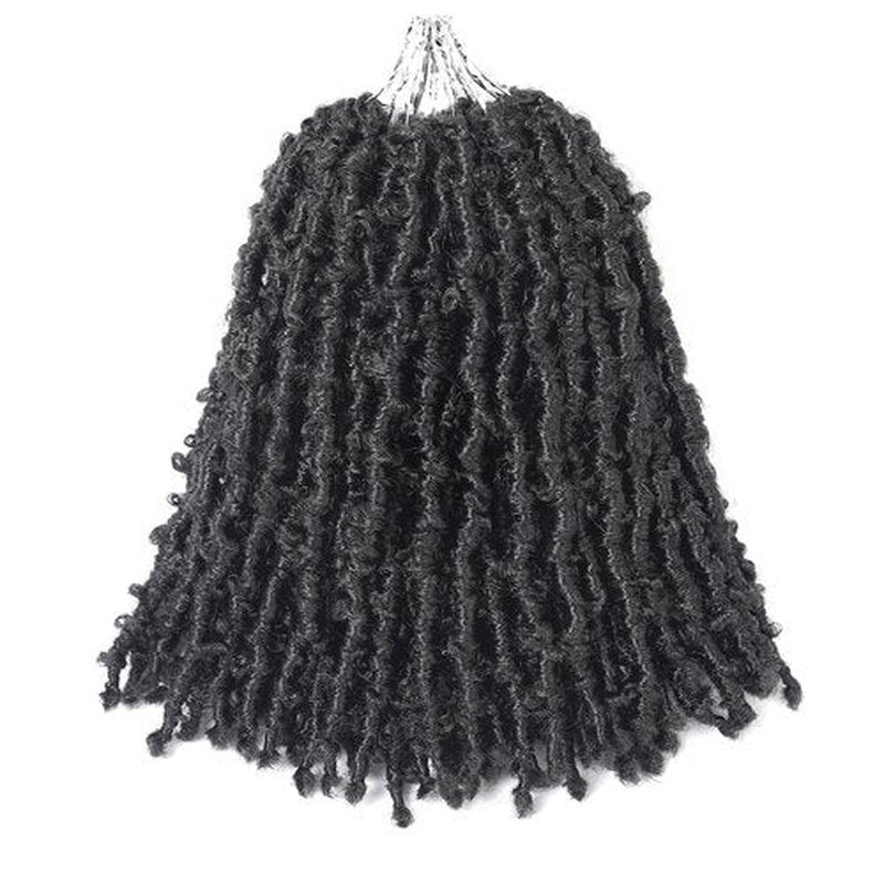 GUOHUI Super Light Butterfly Locs Crochet Hair 10 Inch 6 Packs Pre-Looped Soft Distressed Faux Locs Braids for Women Kids (10 Inch,1B#)