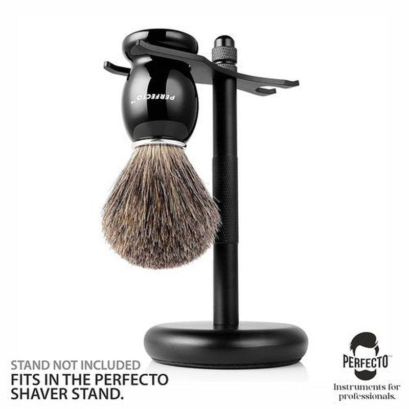 Perfecto 100% Pure Badger Shaving Brush - Black Handle for a Superior Shaving Experience | Ideal for Safety, Double Edge, and Straight Razors