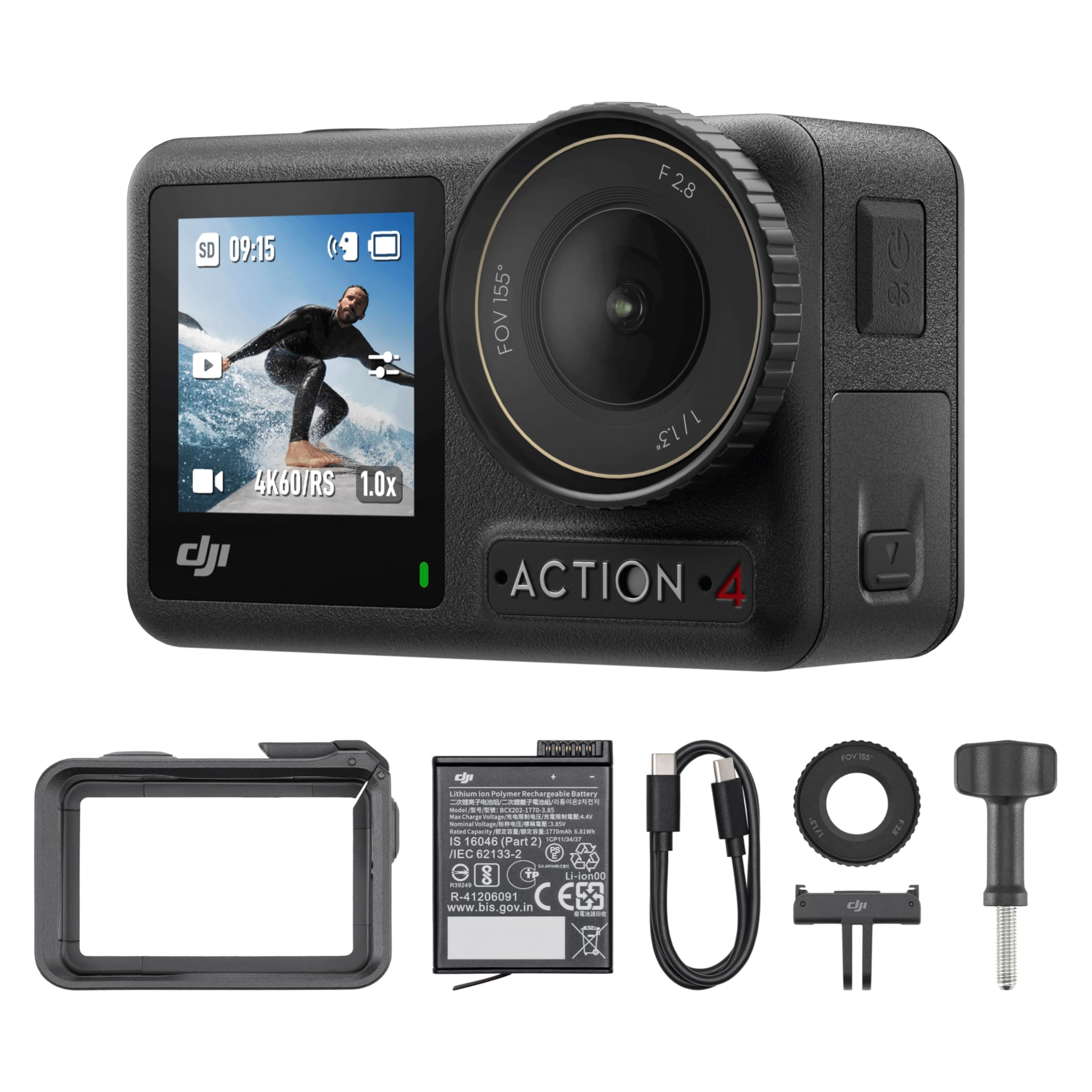 DJI Osmo Action 4 Essential Combo, Waterproof Action Camera Vlogging Camera