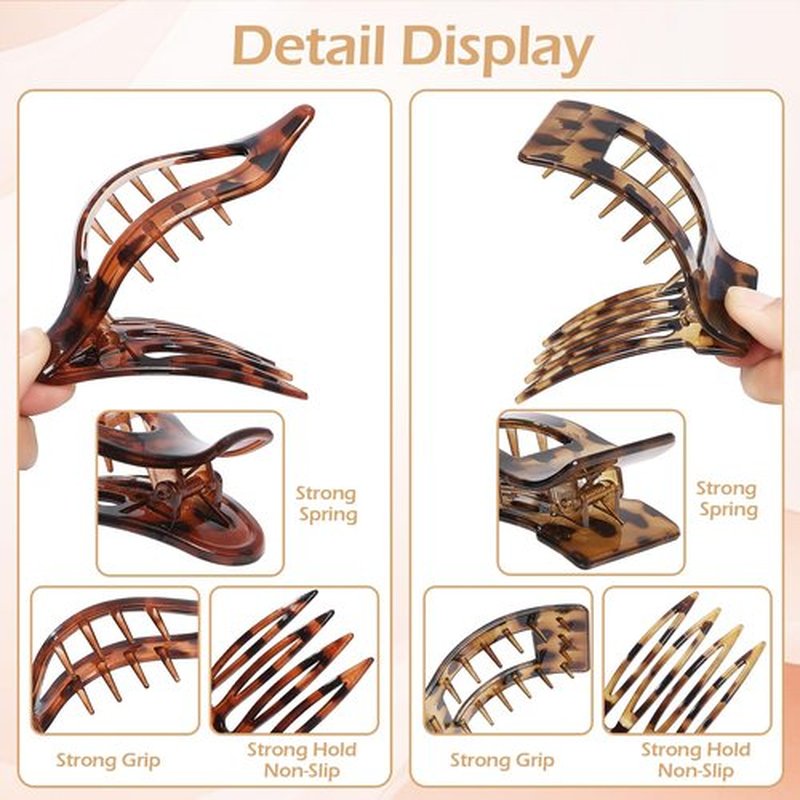 Artchita 8Pcs French Flat Hair Clips for Women 2 Styles Claw Clips for Girls Matte Flat Hair Claw Clips for Thin and Thick Hair Large Non-slip Strong Hold Hair Accessories for Women (Tortoise)