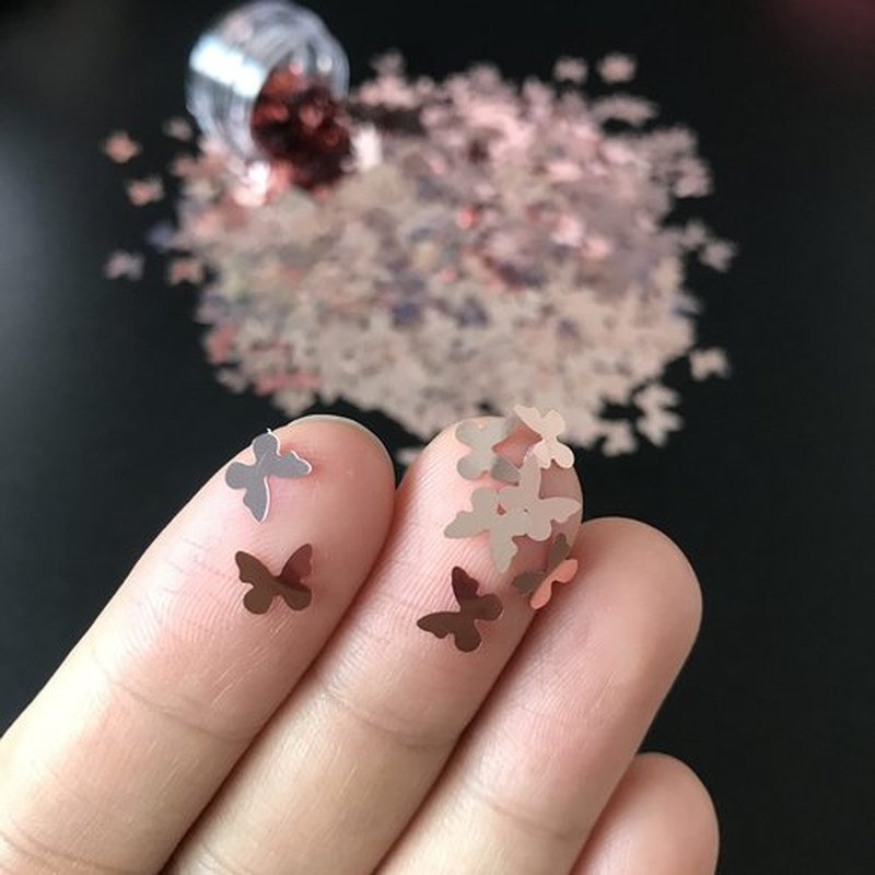 PrettyG 10 Grams/Pack - Rose Gold Butterfly Shape Glitter Sequins - Festival Rave Beauty Makeup Face Body Nail Art Decoration B0230