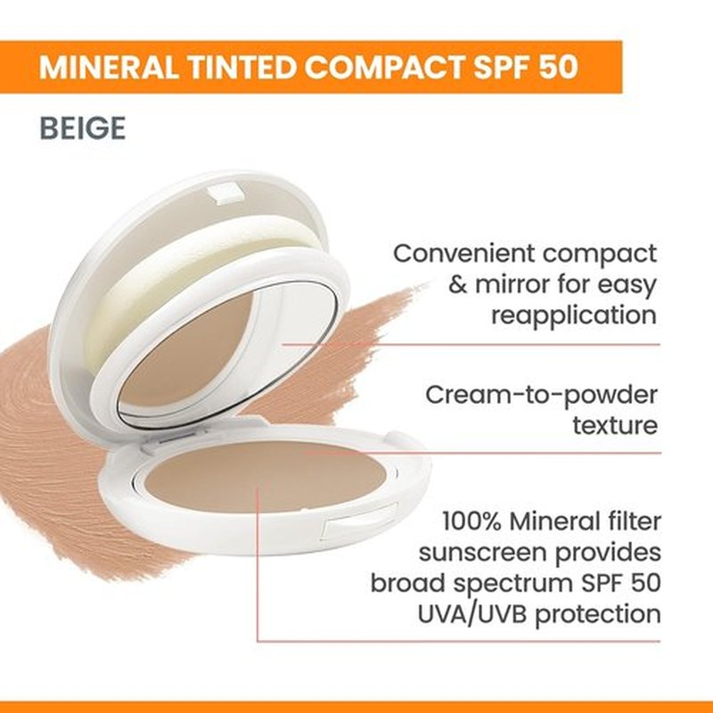 Avène High Protection Tinted Compact | Mineral Sunscreen SPF 50+ | Water Resistant & Non-Greasy