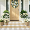 OLANLY Buffalo Plaid Rug - Washable Beige and White Cotton Doormat | 2' x 4'3" for Indoor/Outdoor Use