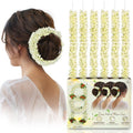 ZAINY 6 Pack Mogra Gajra for Hair Indian Bun, Artificial Fabric Jasmine Flowers Hairbun, White Hair Flowers for Women, Reusable Traditional Veni, Hair Accessories Gajra Bracelet, Juda and Wedding
