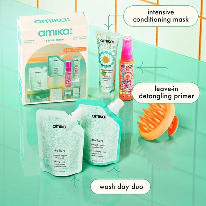Amika Rescue Team Hair Routine Trial Set - Nourishing Hair Care Essentials for Healthy Locks