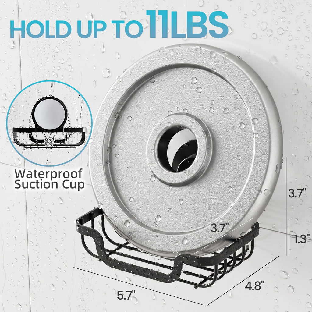 TAILI Soap Holder Dish Suction Cup, Soap Dish for Shower, Suction Bar Soap Holder for Bathroom, Rustproof Stainless Steel Drainable Bath Soap Dish Black