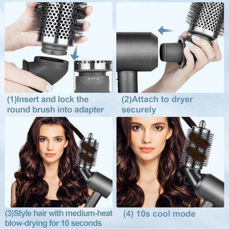 Dyson Volumizing Brush Attachment - Large Round Design for 360° Rotatable Styling | Adds Volume to Hair